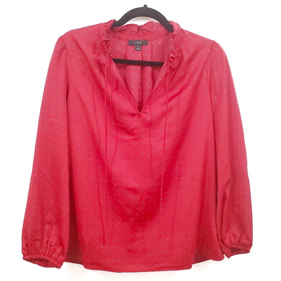 J.Crew Drapey tie-neck ruffle top in microdot BC962 Women's Size M - Picture 1 of 8